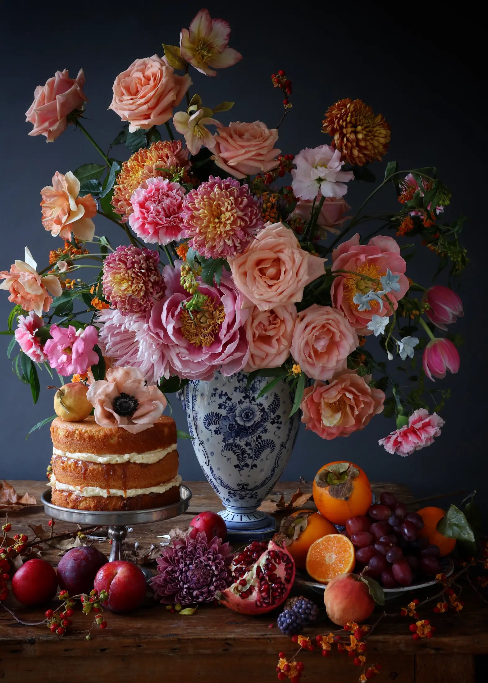 Explore 'Flowers and Cake' by Natasja Sadi, a fine art print blending floral beauty with sweet elegance. Printed on premium Hahnemuhle Fine Art paper and hand-signed.